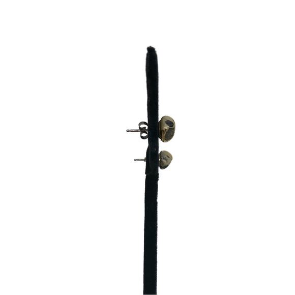 METAL DIPPED Stone Stud Earrings Grey Gold - Picture 4 of 4